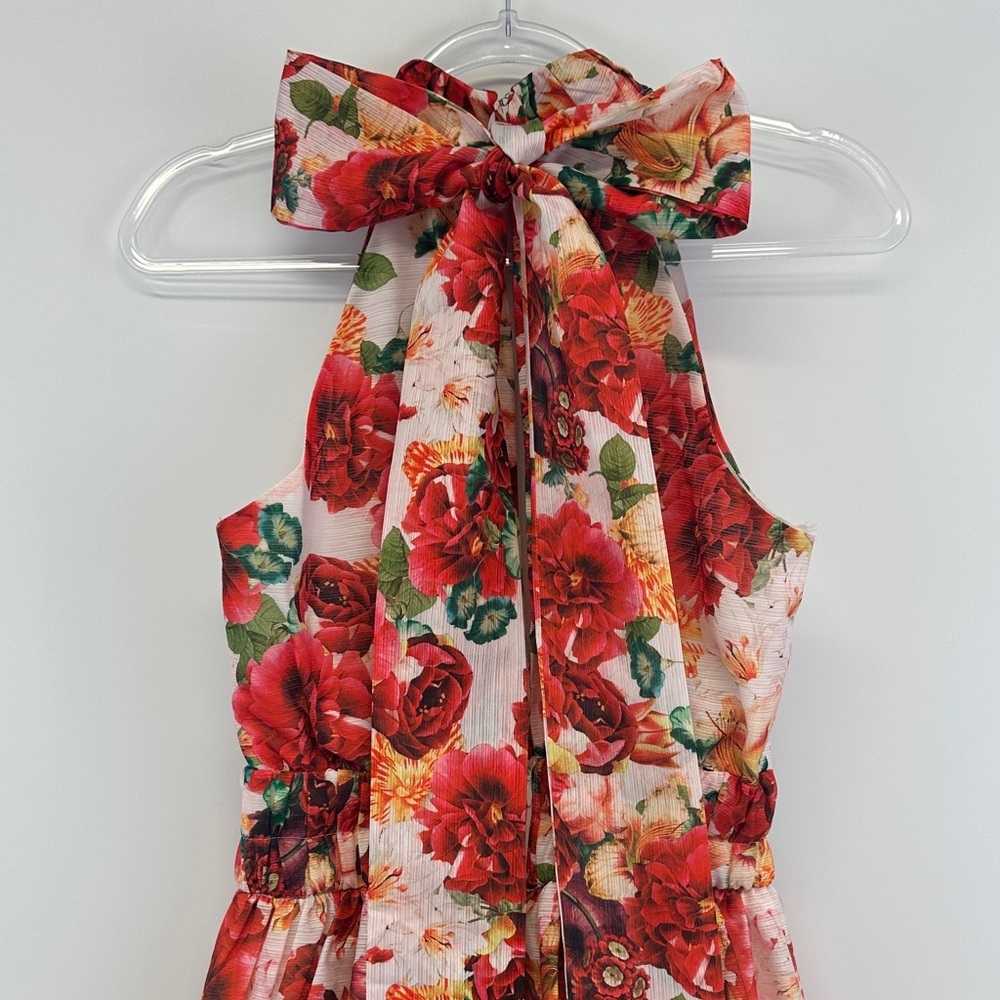 EB Luxe Los Angeles Floral Halter Neck Midi Dress Boho Cottagecore S - Picture 8 of 10